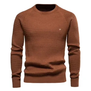 100% Cotton Men Sweaters Soild Color O-neck High Quality Mesh Pullovers Male New Winter Autumn Basic Sweaters for Men