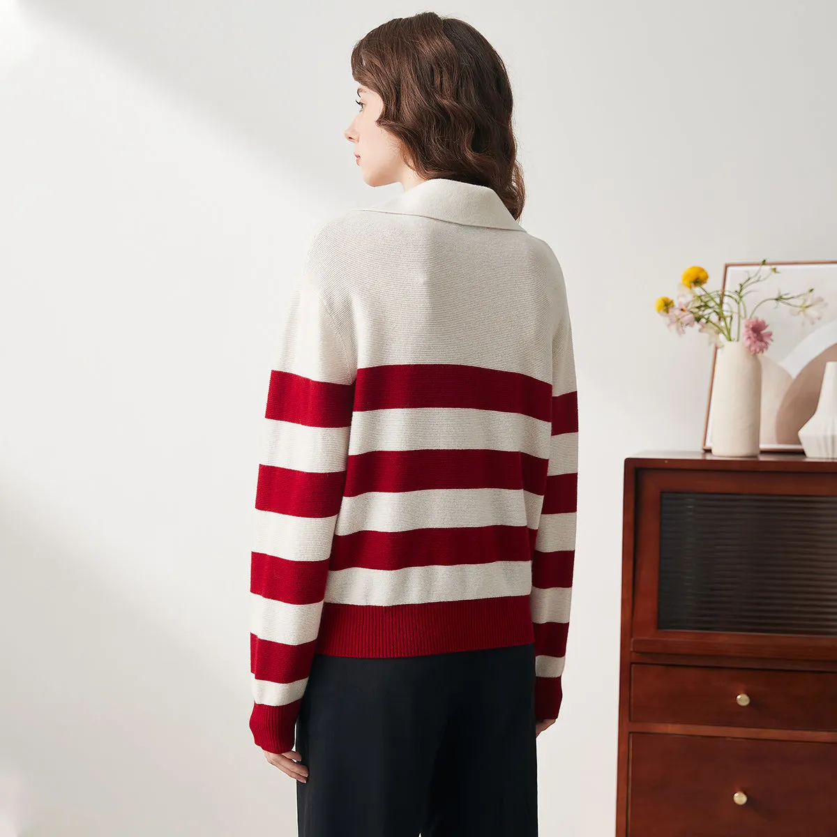 100% Wool Cozy Striped Knit Sweater