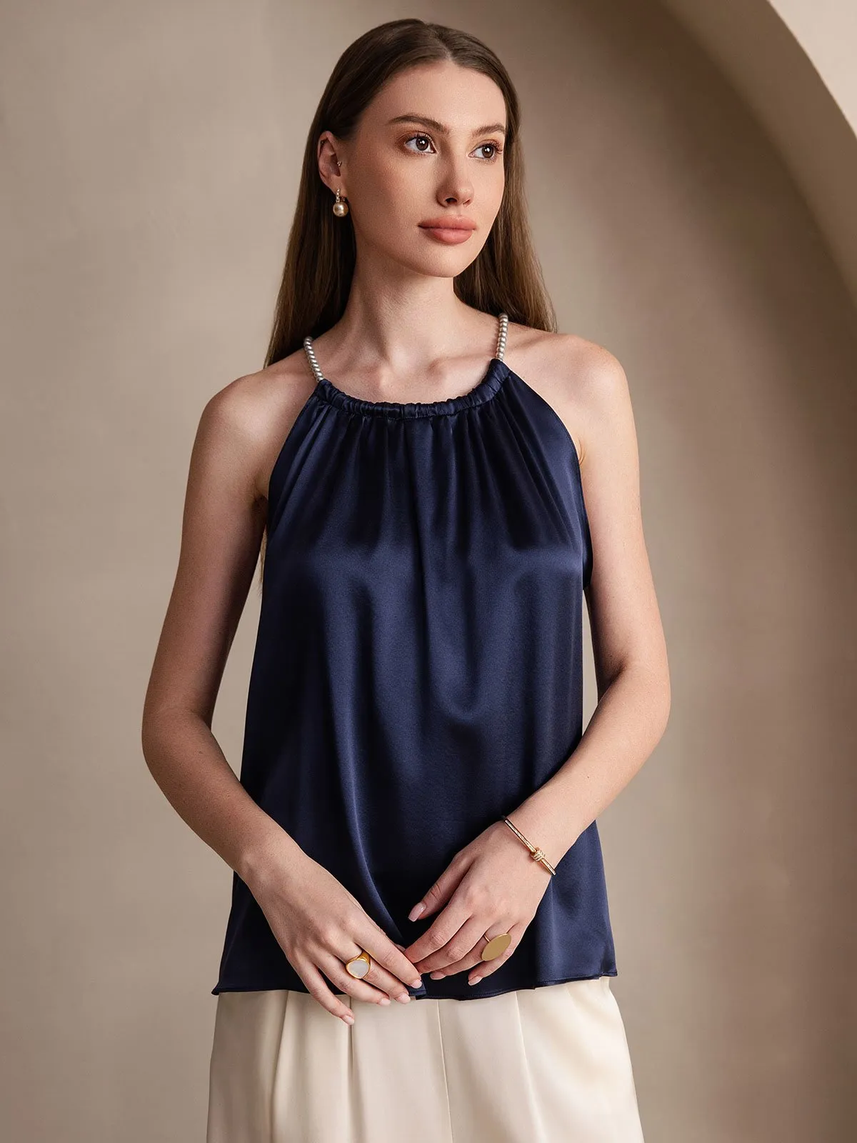 19Momme Silk Elegant Off-the-Shoulder Tank Top