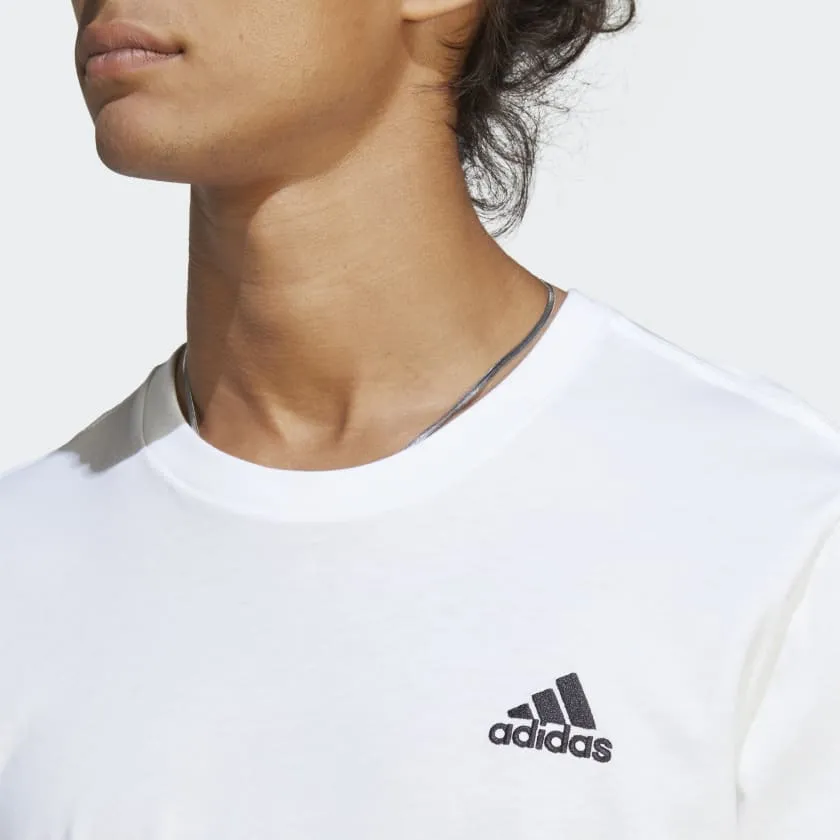 ADIDAS MEN'S ESSENTIALS SINGLE JERSEY EMBROIDERED SMALL LOGO WHITE TEE