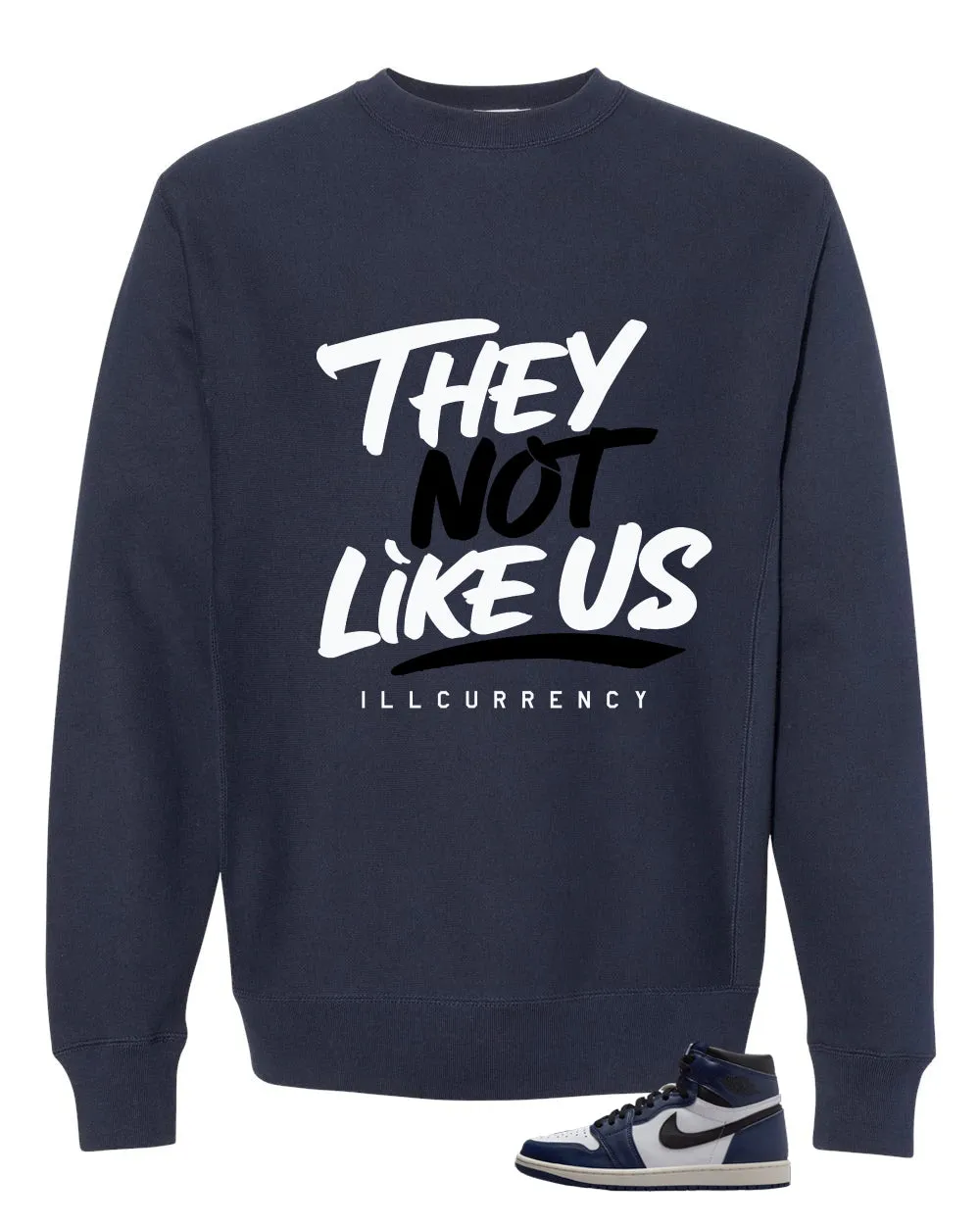 Air Jordan 1 High OG Midnight Navy Navy Blue T-Shirt (They not like us)| illcurrency