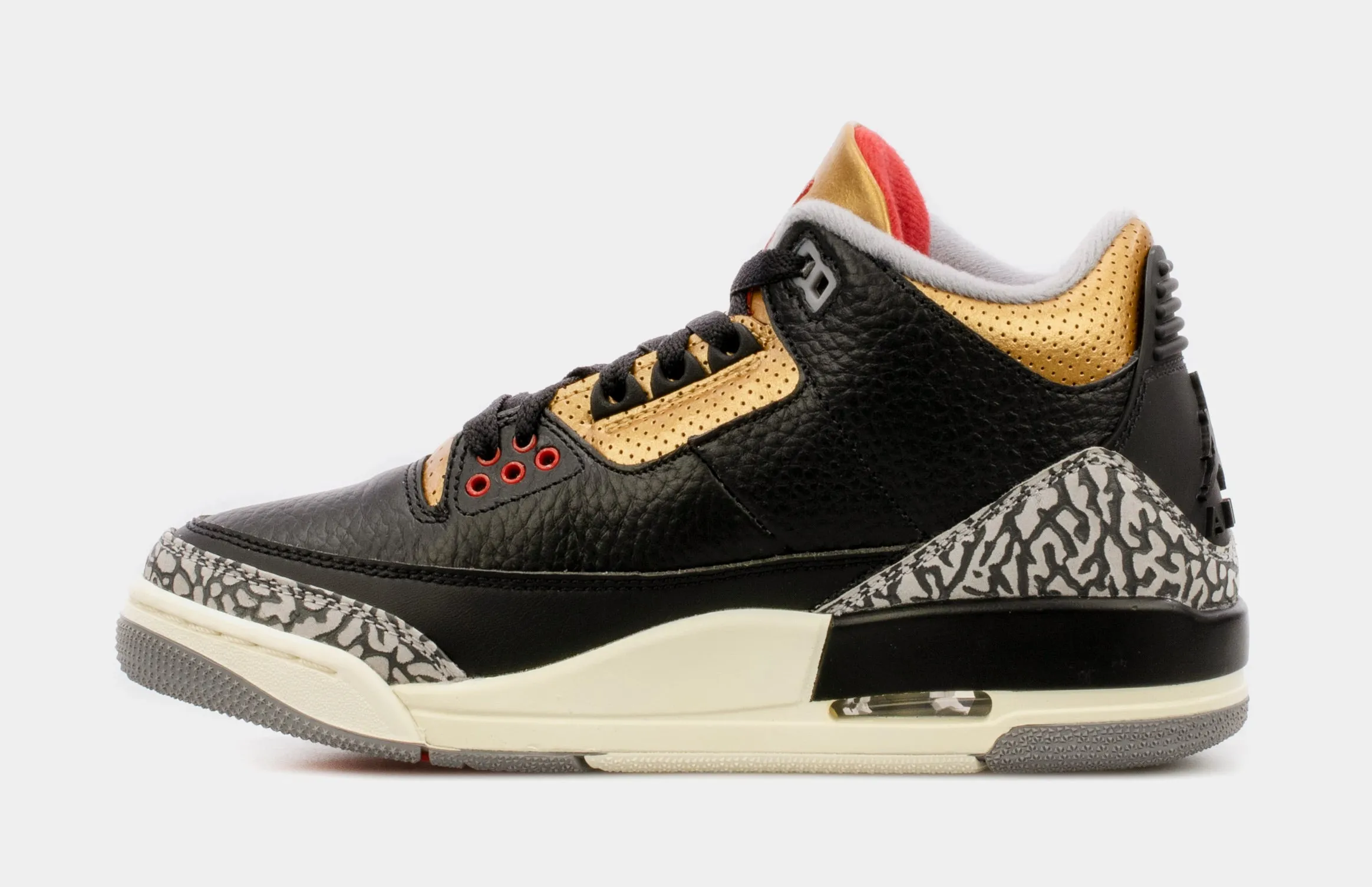 Air Jordan 3 Retro Black Gold Womens Lifestyle Shoes (Black/Brown) Free Shipping