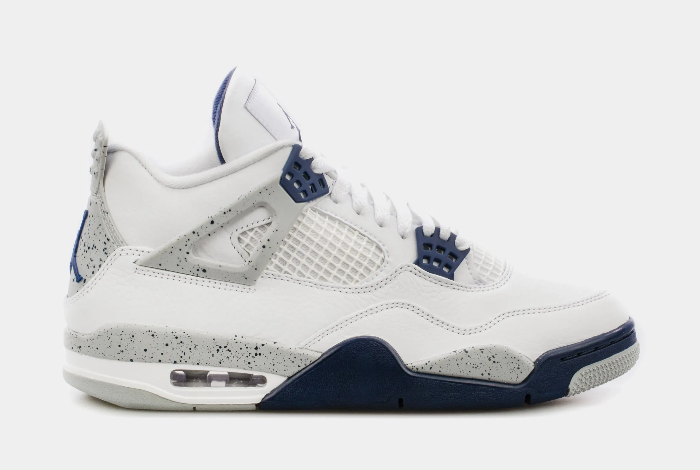 Air Jordan 4 Midnight Navy Mens Lifestyle Shoes (White/Blue) Limit One Per Customer