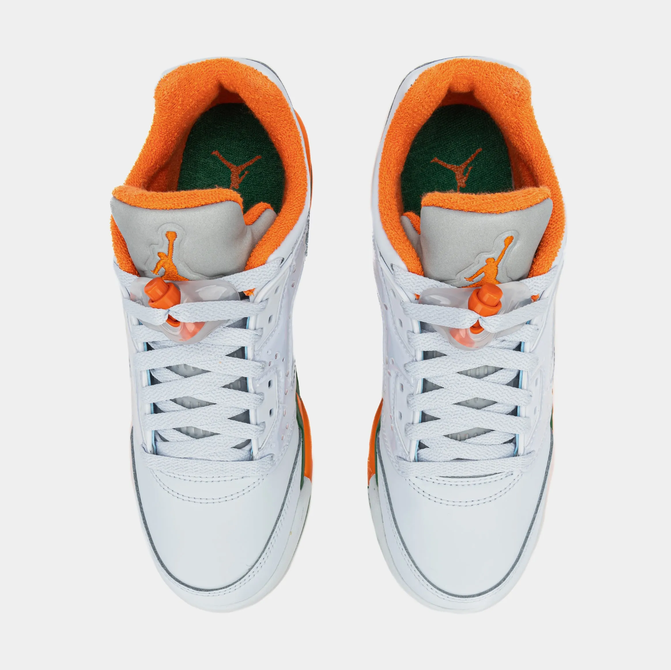 Air Jordan 5 Retro Low Hurricanes Grade School Lifestyle Shoes (Football Grey/Brilliant Orange/Pine Green)