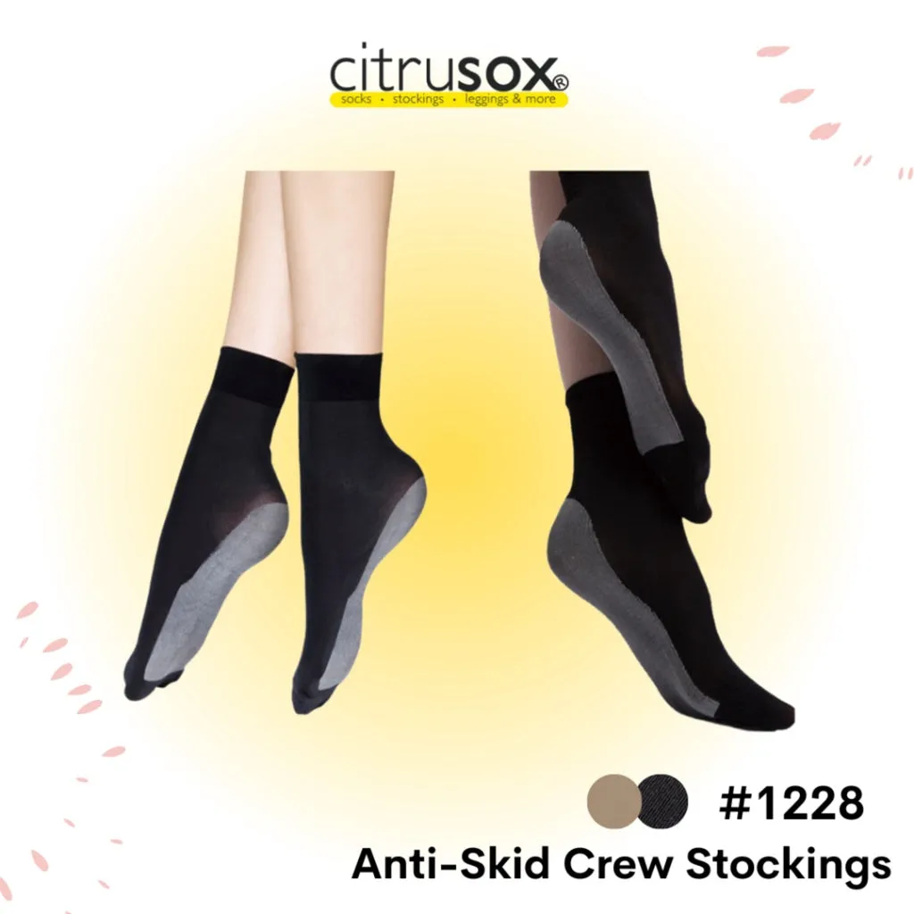 Anti-Skid Crew Above-Ankle Nylon Stockings with Nonslip Sole