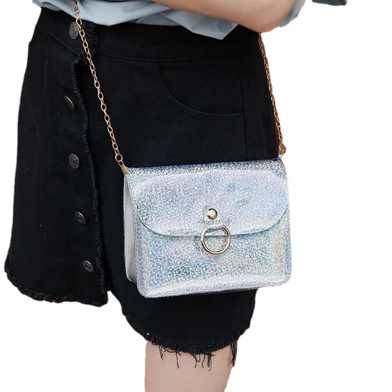 Bags for women 2024 new women's bags Korean fashion trend ins laser hoop bag single shoulder crossbody bag