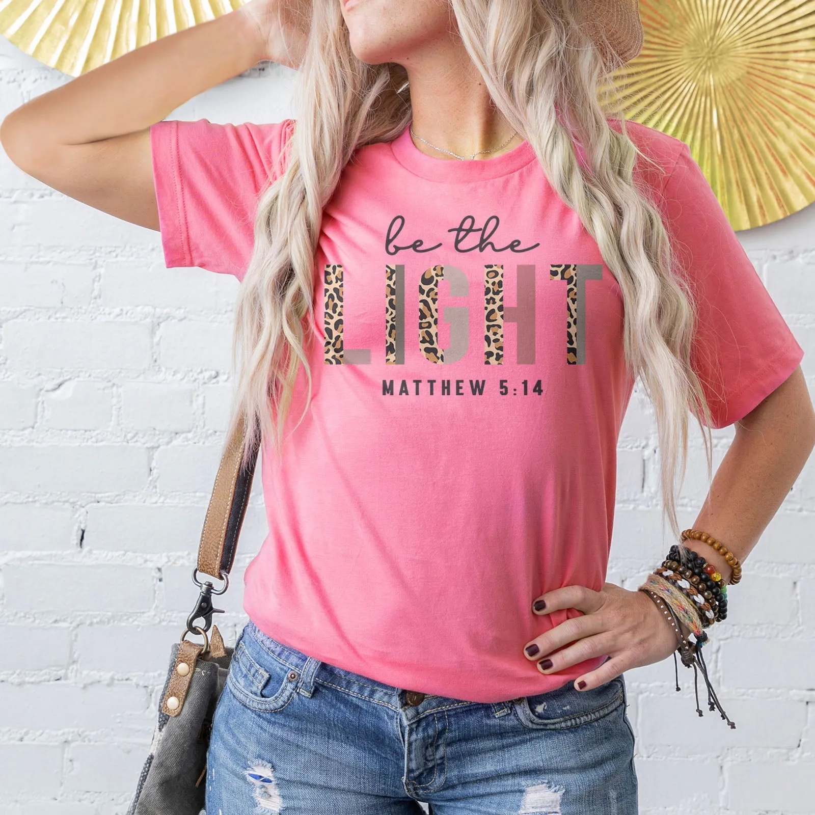 Be The Light Half Leopard Tee Shirts For Women - Christian Shirts for Women - Religious Tee Shirts