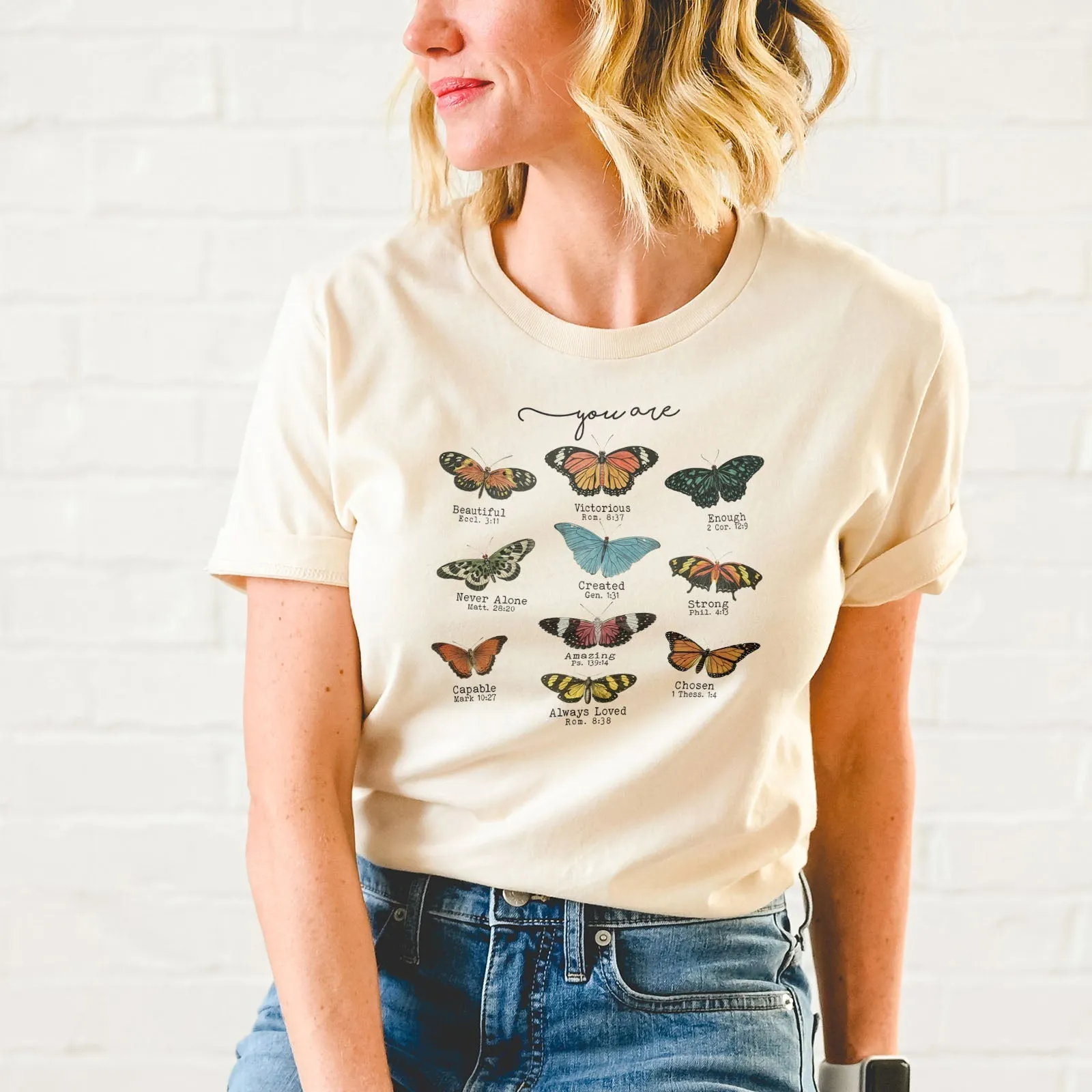 Bible Verse Butterflies Tee Shirts For Women - Christian Shirts for Women - Religious Tee Shirts