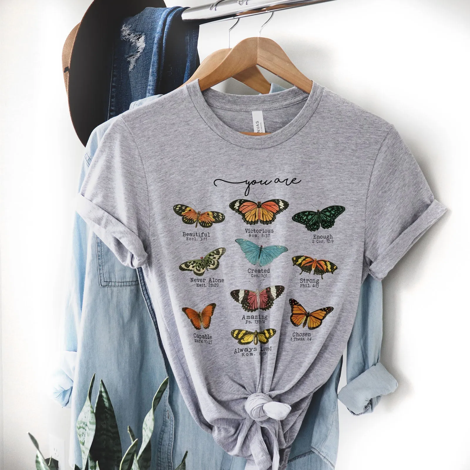 Bible Verse Butterflies Tee Shirts For Women - Christian Shirts for Women - Religious Tee Shirts