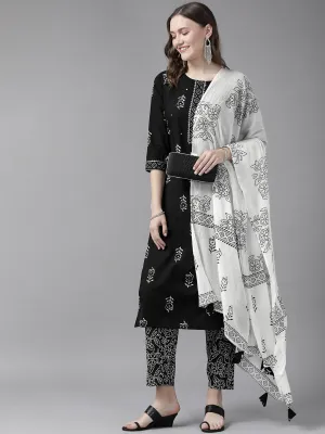 Black & White Printed Dupatta Set