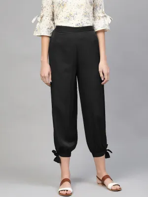 Black Ankle Length Crepe Trouser