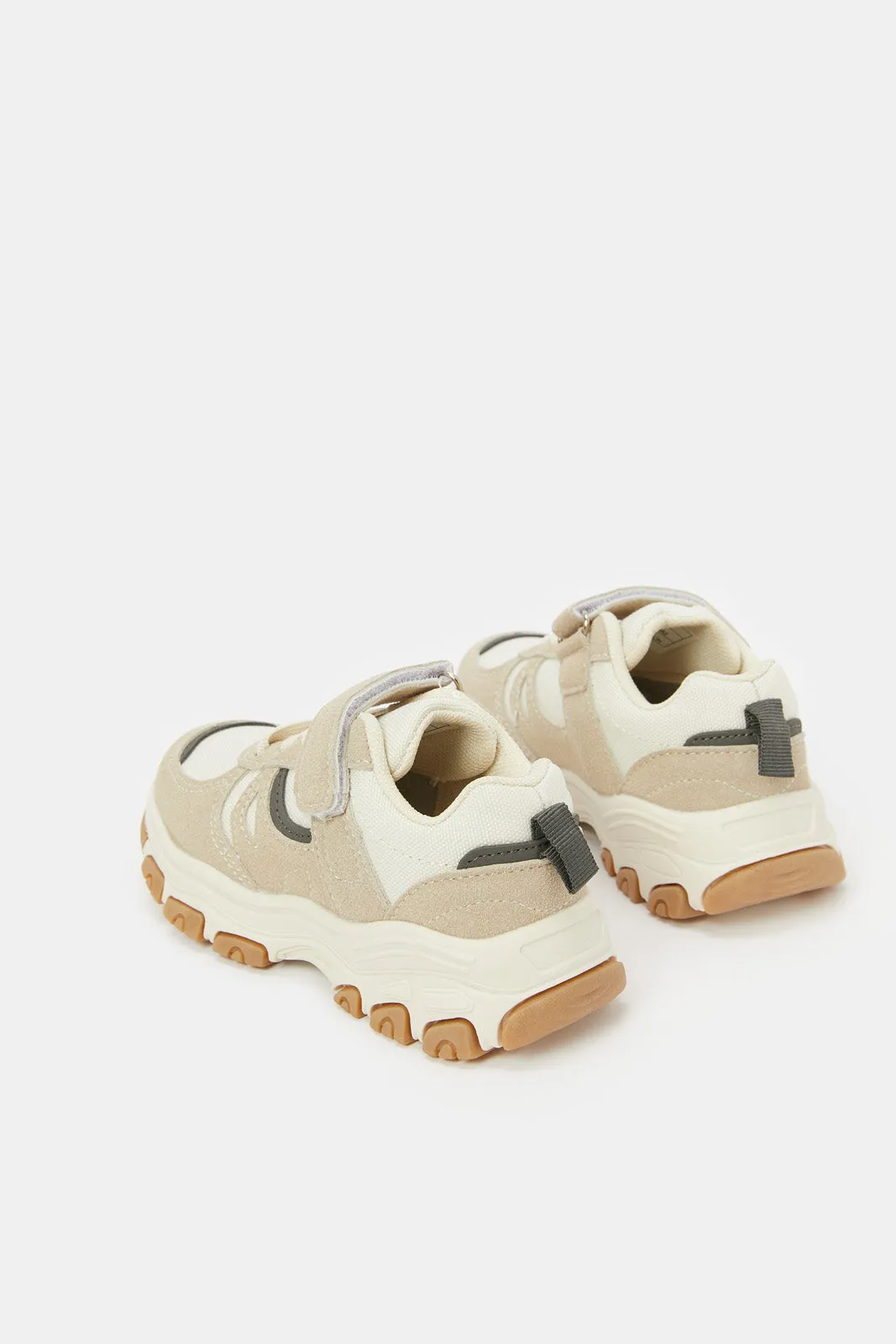 Boys Beige Material Block Trekker