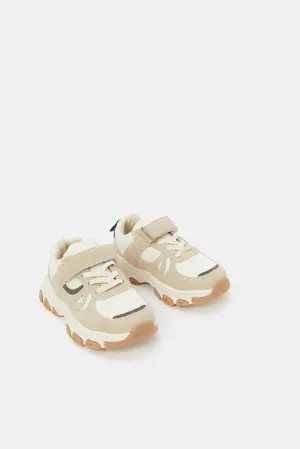 Boys Beige Material Block Trekker