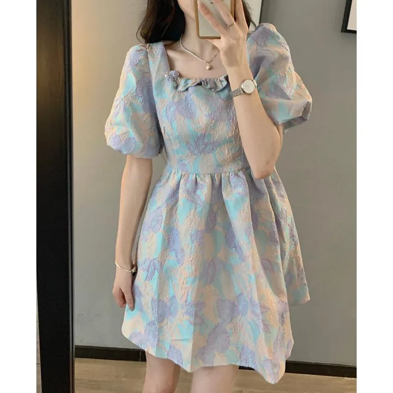 Bubble Sleeve Fluffy Skirt Hepburn Dress