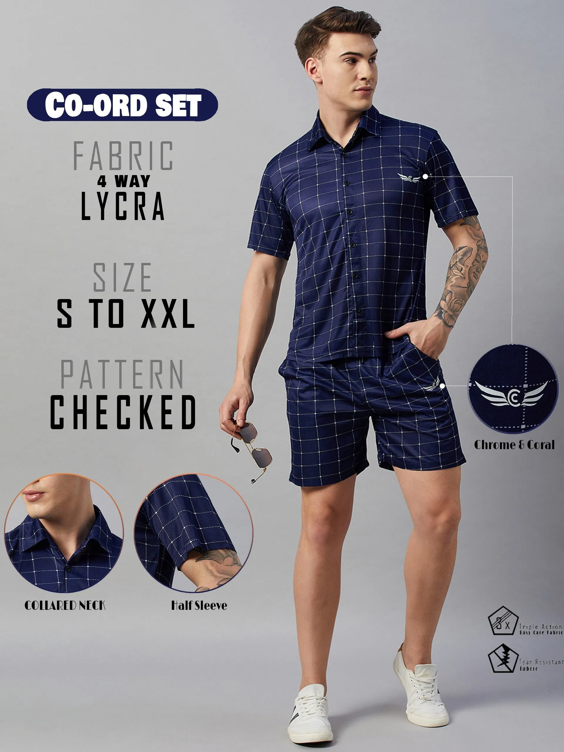 Checkered Men Co-ord Set (Blue)