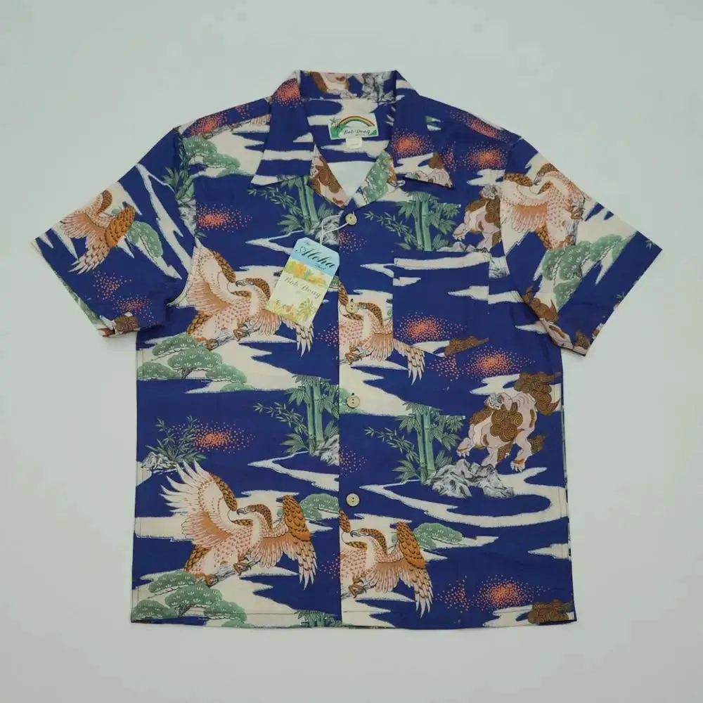 Chinese Style Men Hawaiian Pocket Tee Shirts - Vintage Short Sleeve Blue