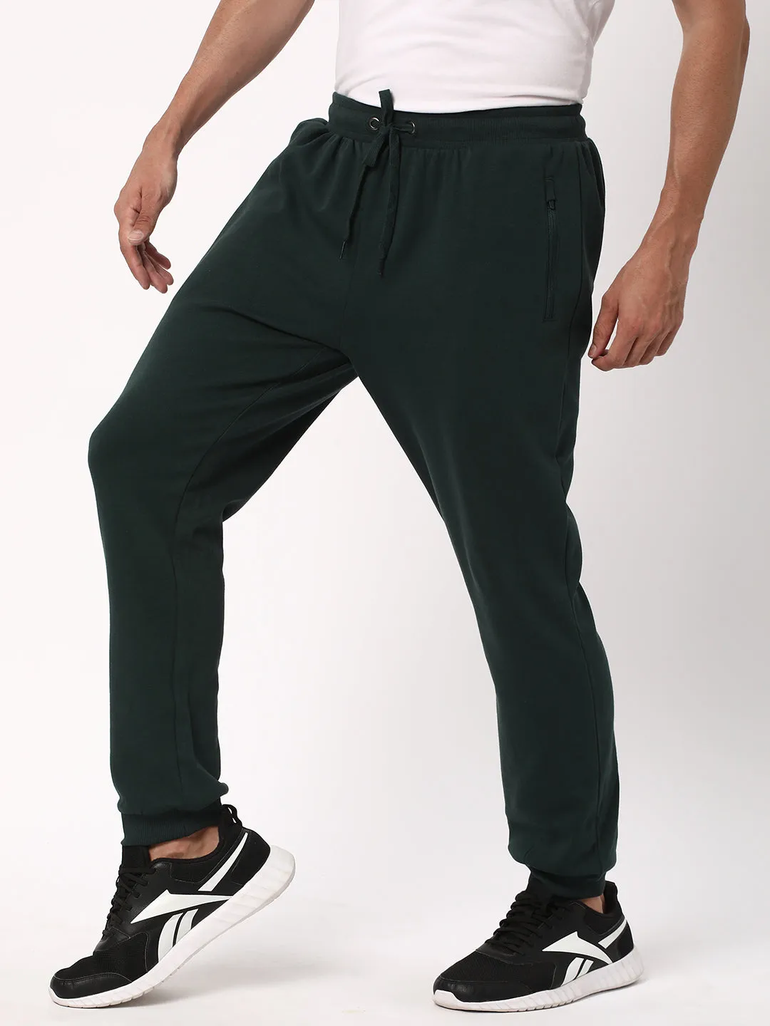 Cotstyle Men's Super Combed Cotton Slim-Fit Casual Joggers with Zipper Pockets - Green, Style no.JR1200