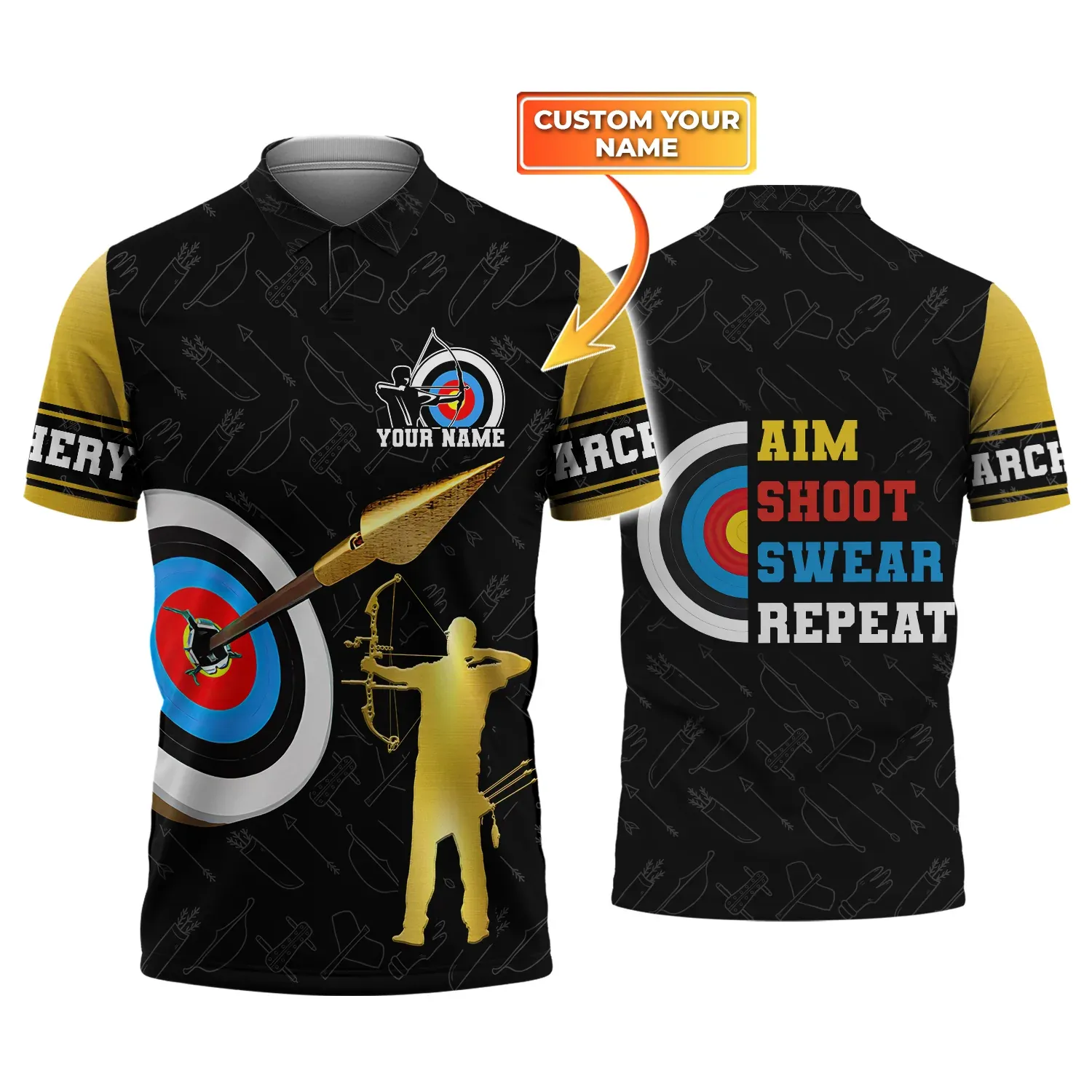 Customized Name Archery Polo Shirt, Archery Idea Gift For Men Women, Archery Uniform Team