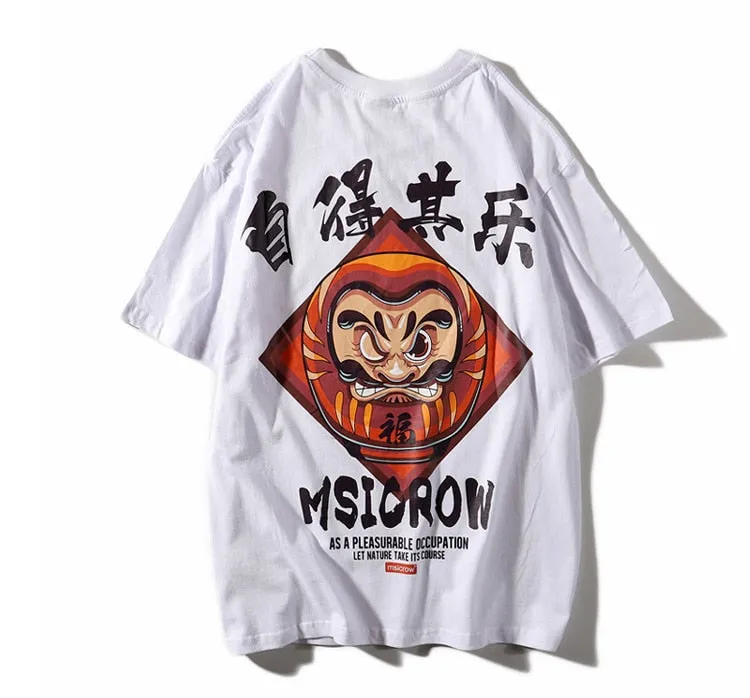 Daruma Doll Printed Hip Hop Streetwear Loose Tees