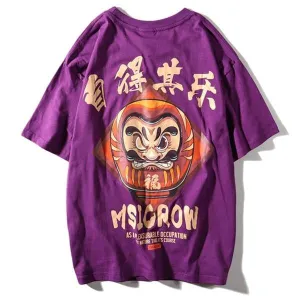 Daruma Doll Printed Hip Hop Streetwear Loose Tees