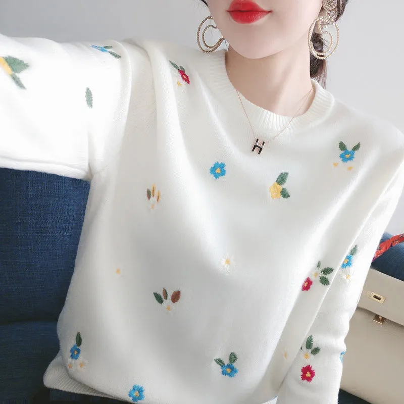 Elegant Embroidered Flowers Best Sweatshirt For Women