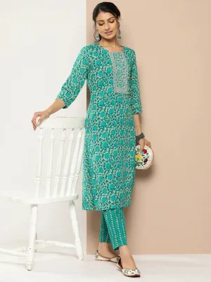 Embroidered Cotton Kurta Set