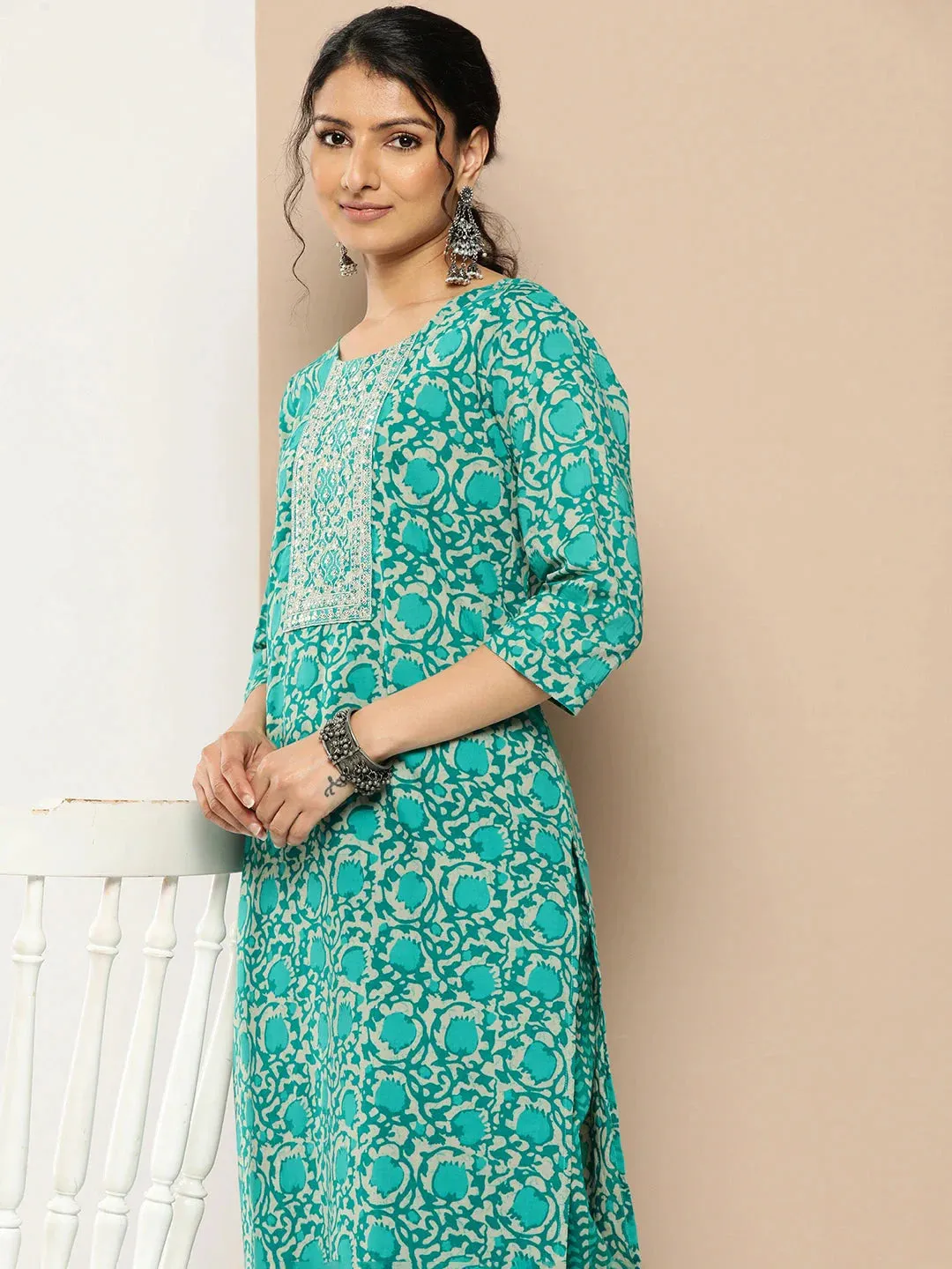 Embroidered Cotton Kurta Set