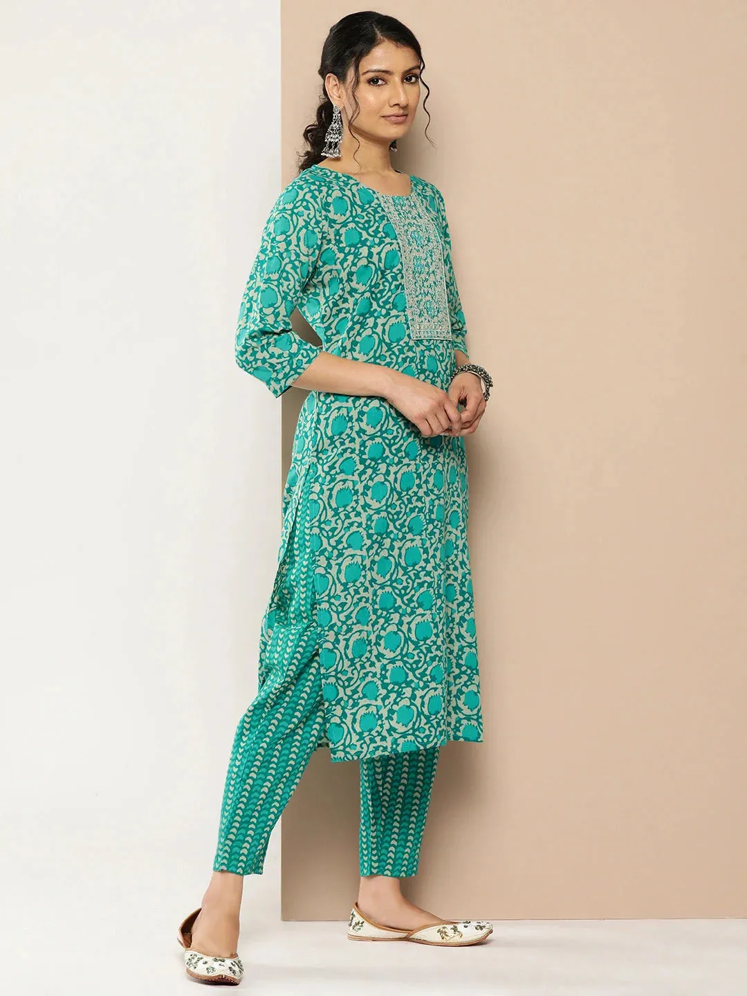 Embroidered Cotton Kurta Set