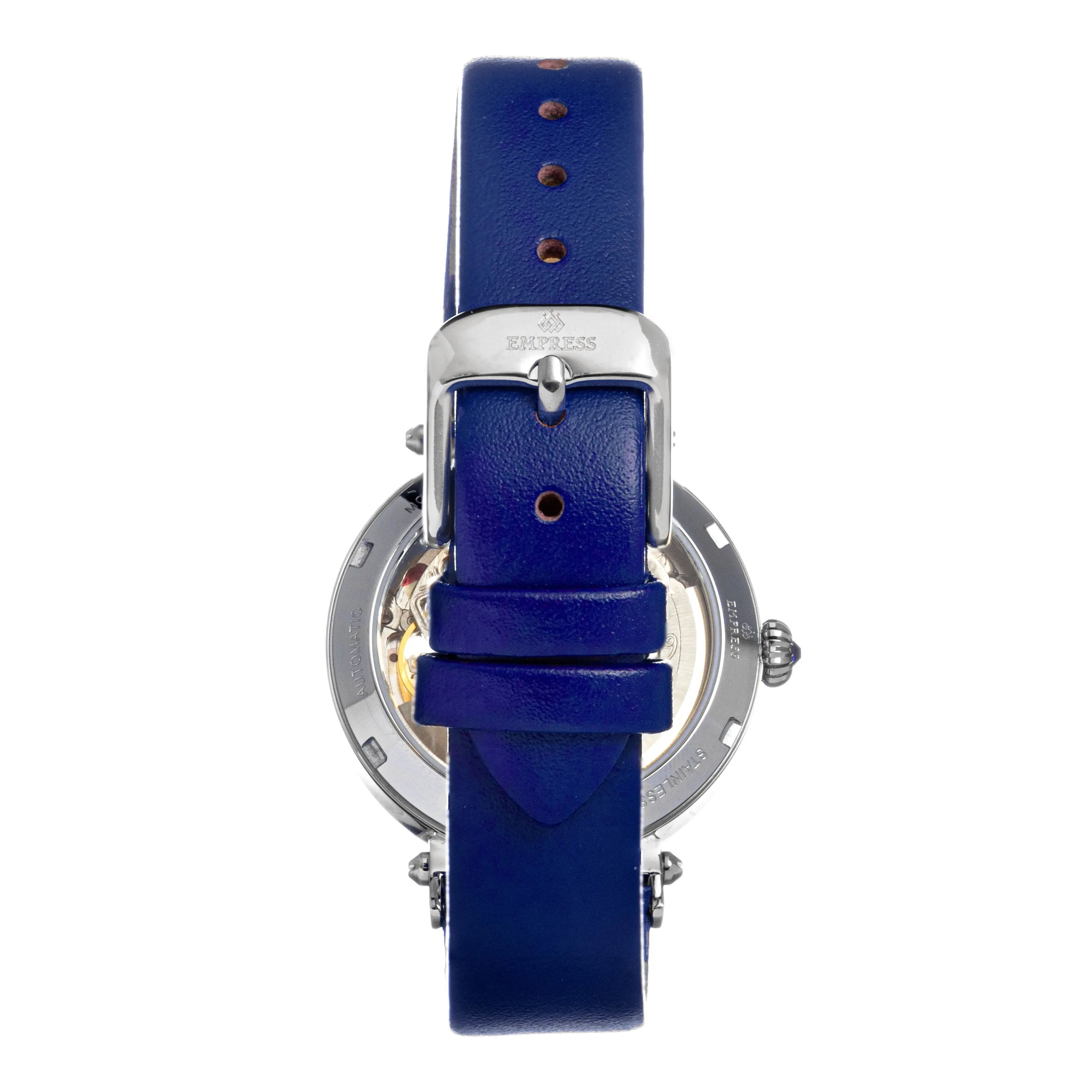 Empress Alouette Automatic Semi-Skeleton Leather-Strap Watch