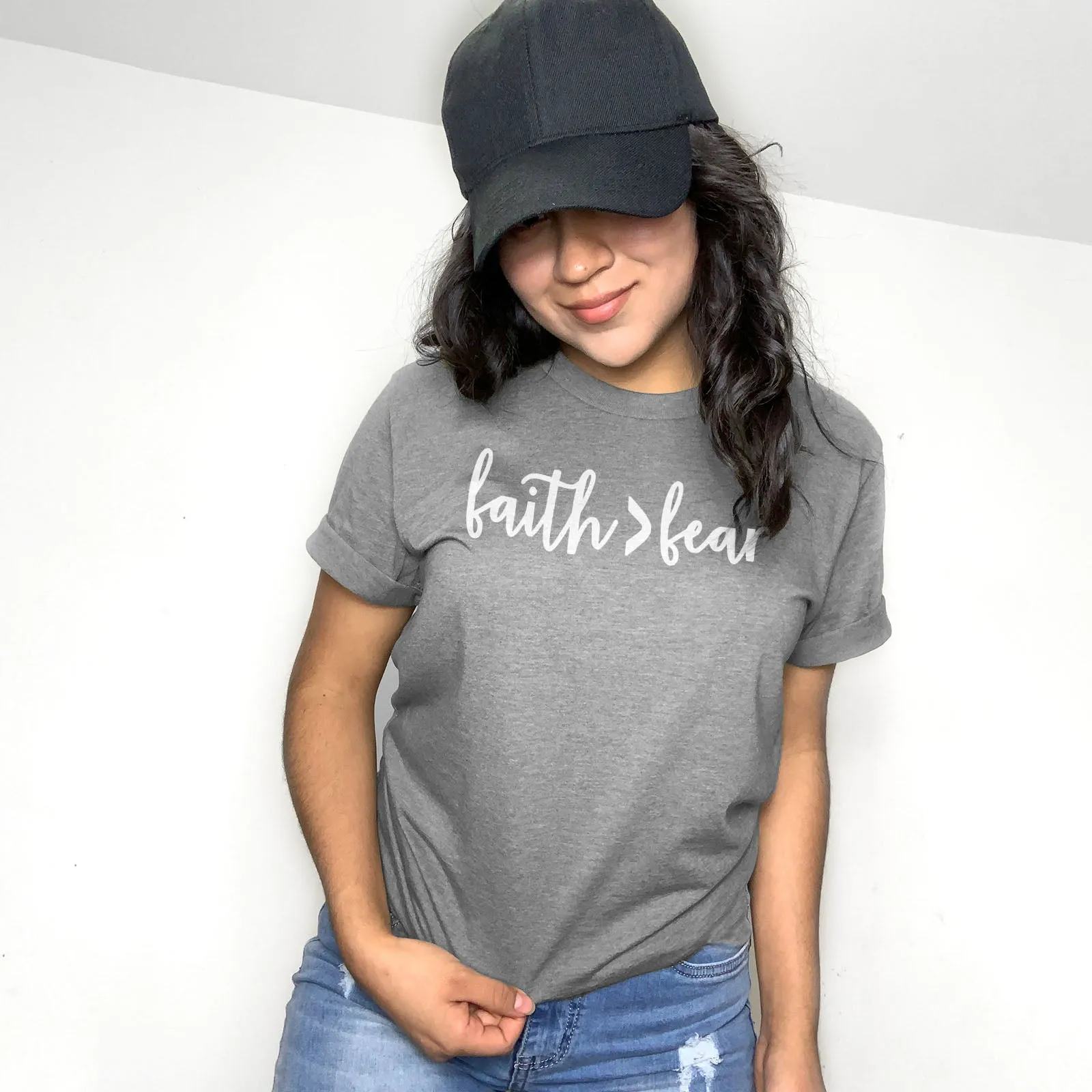 Faith Fear Tee Shirts For Women - Christian Shirts for Women - Religious Tee Shirts