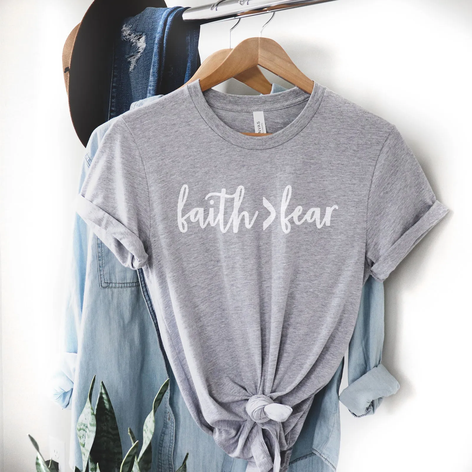 Faith Fear Tee Shirts For Women - Christian Shirts for Women - Religious Tee Shirts