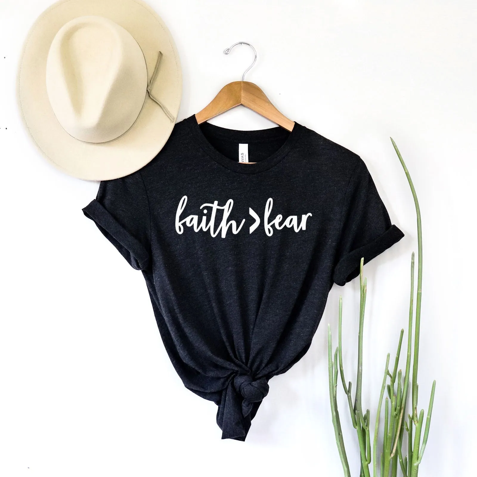 Faith Fear Tee Shirts For Women - Christian Shirts for Women - Religious Tee Shirts