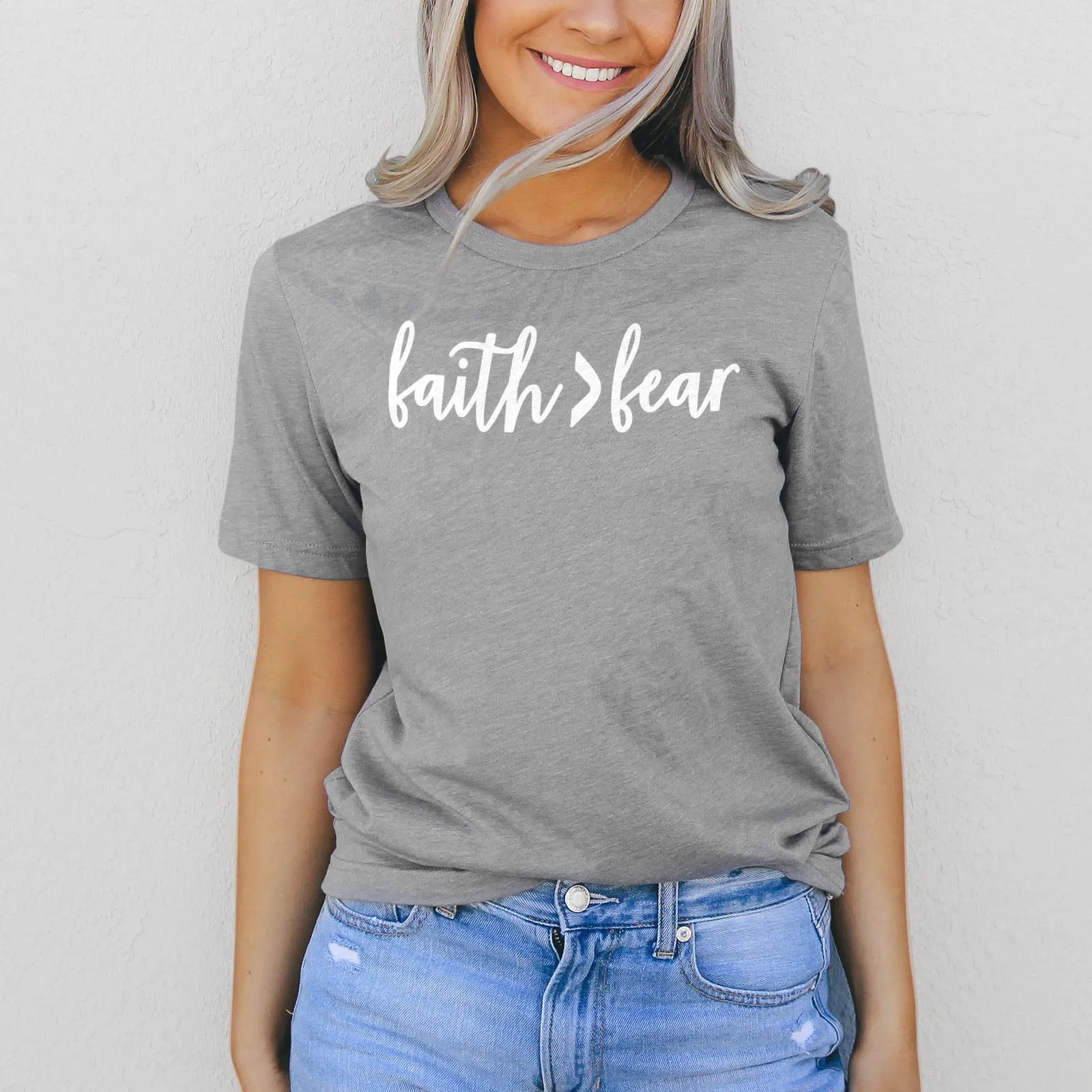 Faith Fear Tee Shirts For Women - Christian Shirts for Women - Religious Tee Shirts