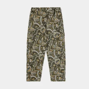 Floral Paisley Woven Cargo Mens Pants (Olive)