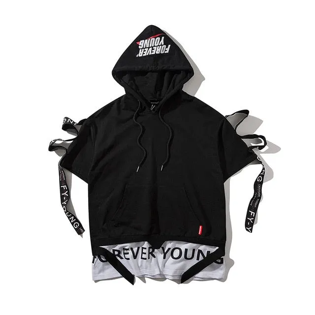 Forever Young Printed Hip Hop Streetwear Hooded Loose Tee