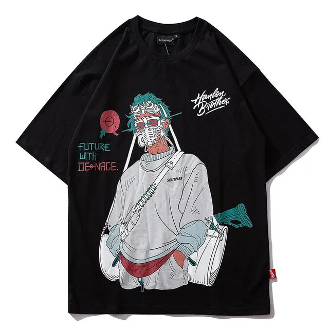 Future With Denace Printed Hip Hop Streetwear Loose Tees