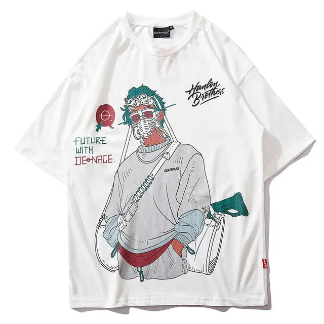 Future With Denace Printed Hip Hop Streetwear Loose Tees