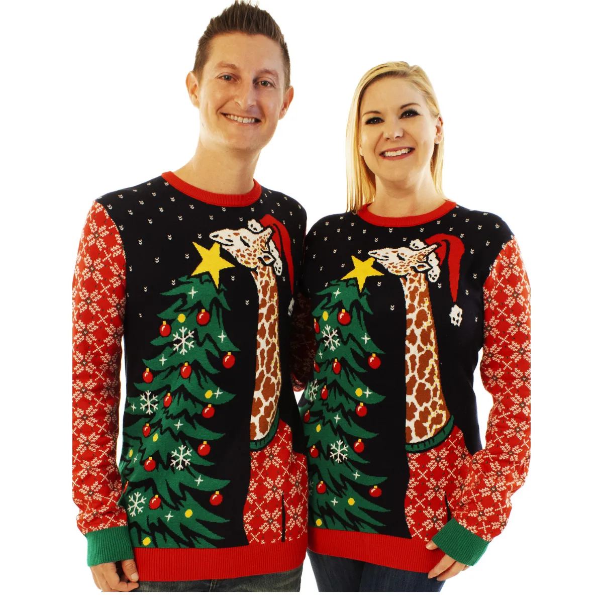 Giraffe Hanging Star | Ugly Christmas Sweater For Men & Women | Unisex Sizing