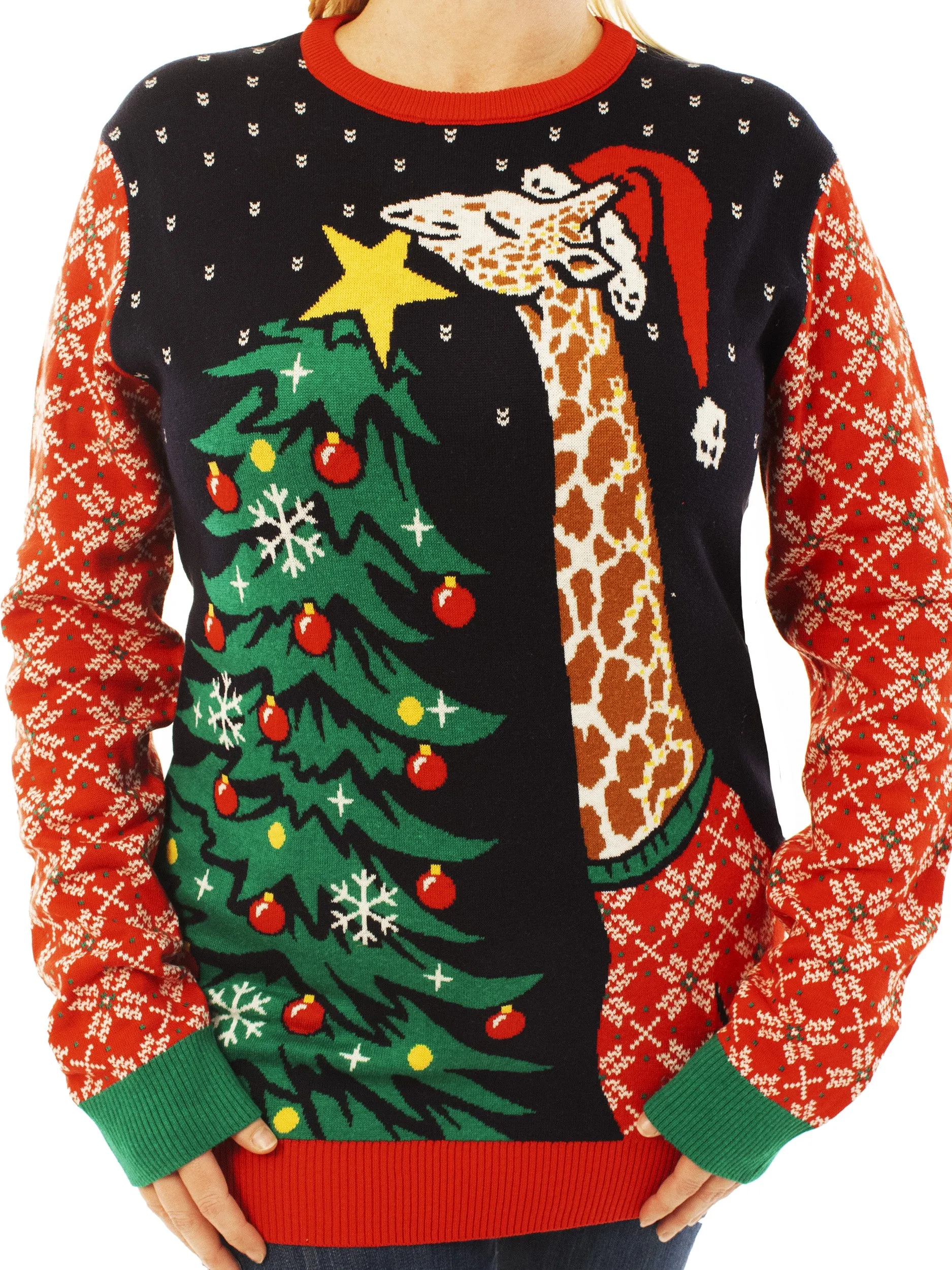 Giraffe Hanging Star | Ugly Christmas Sweater For Men & Women | Unisex Sizing