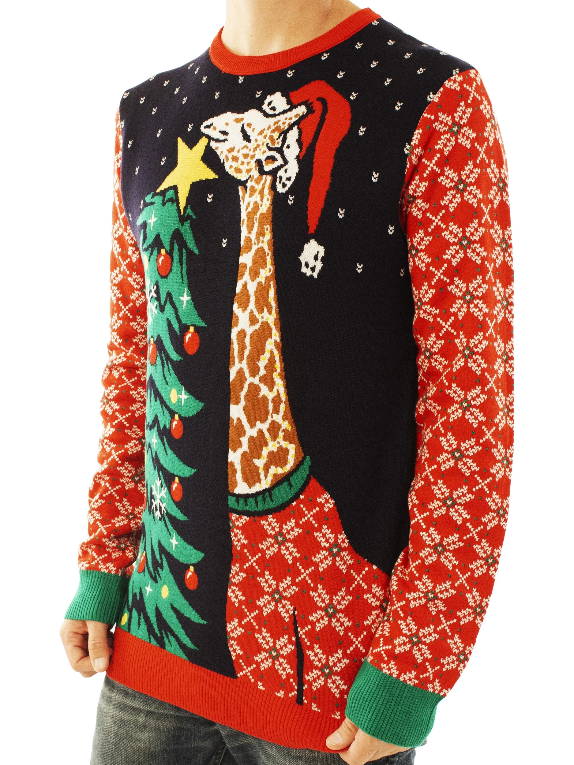 Giraffe Hanging Star | Ugly Christmas Sweater For Men & Women | Unisex Sizing