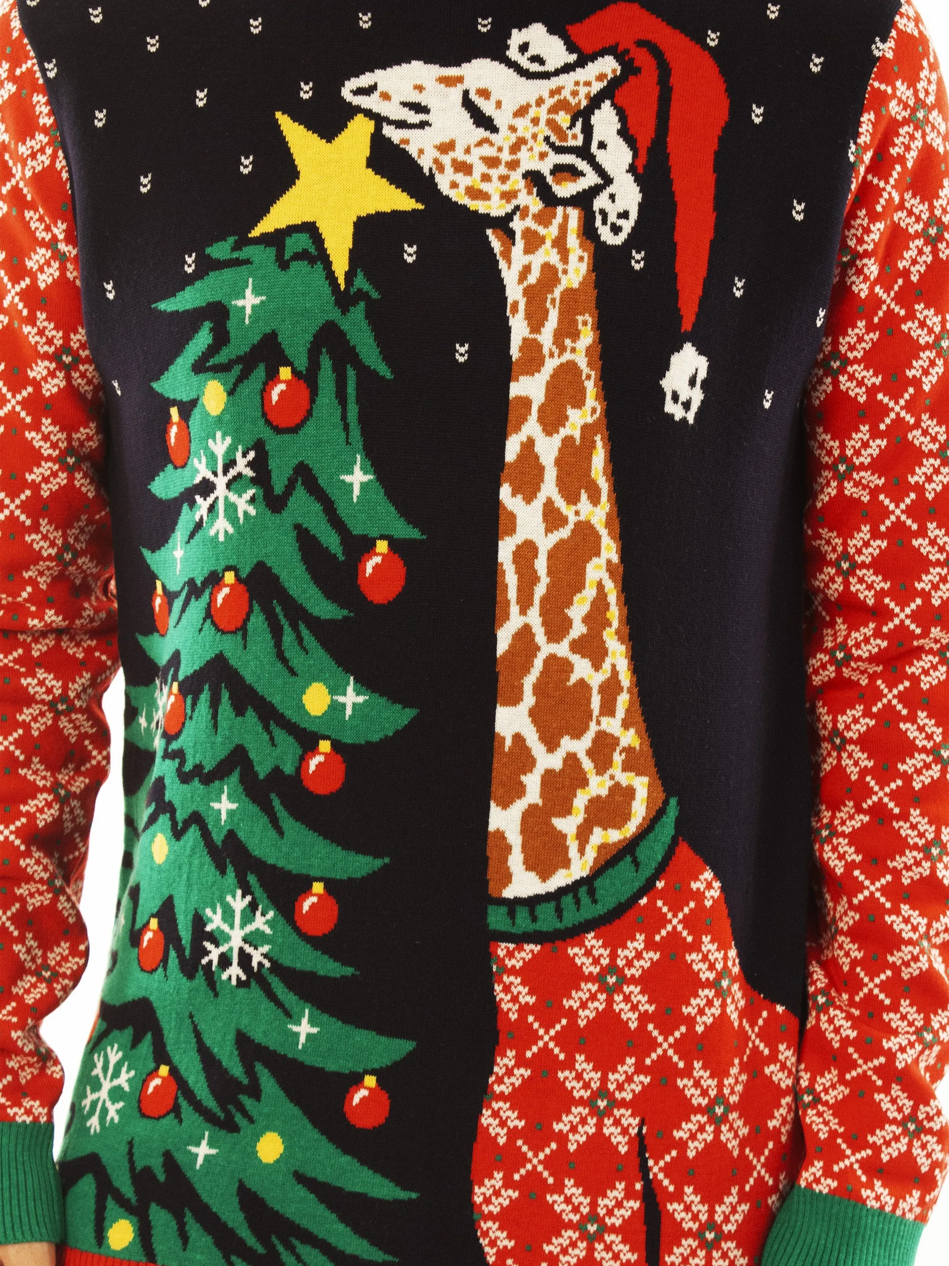 Giraffe Hanging Star | Ugly Christmas Sweater For Men & Women | Unisex Sizing