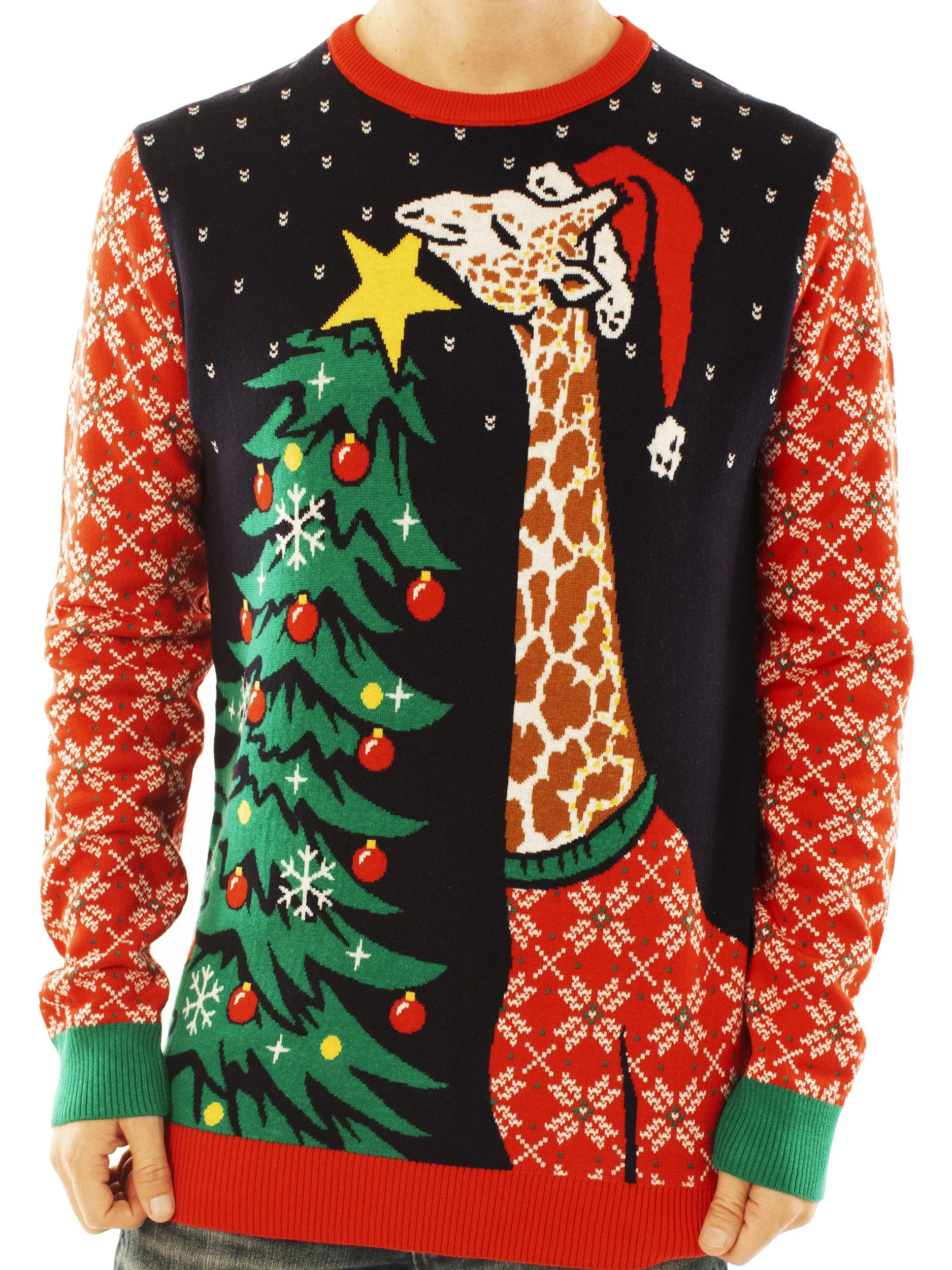 Giraffe Hanging Star | Ugly Christmas Sweater For Men & Women | Unisex Sizing