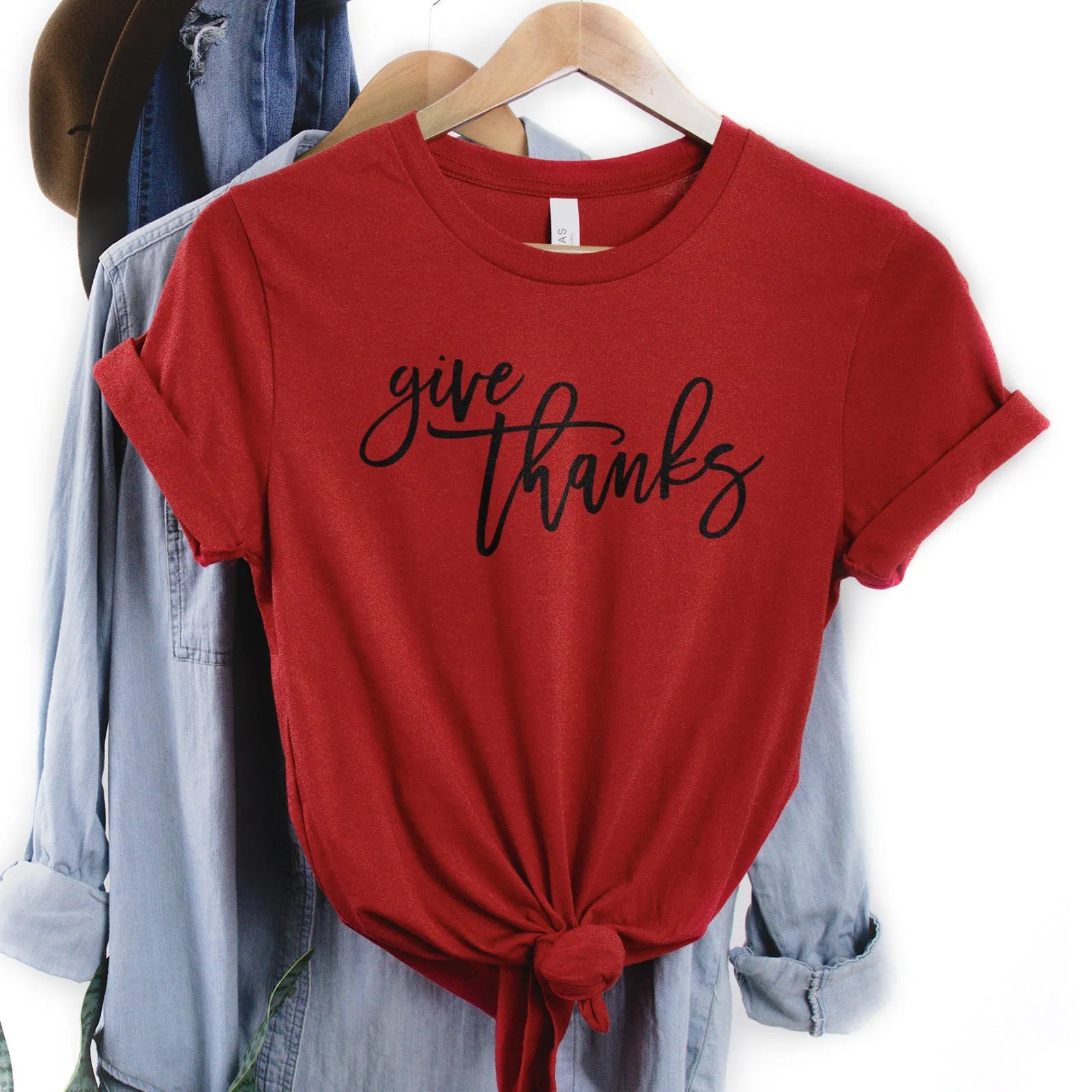 Give Thanks Tee Shirts For Women - Christian Shirts for Women - Religious Tee Shirts