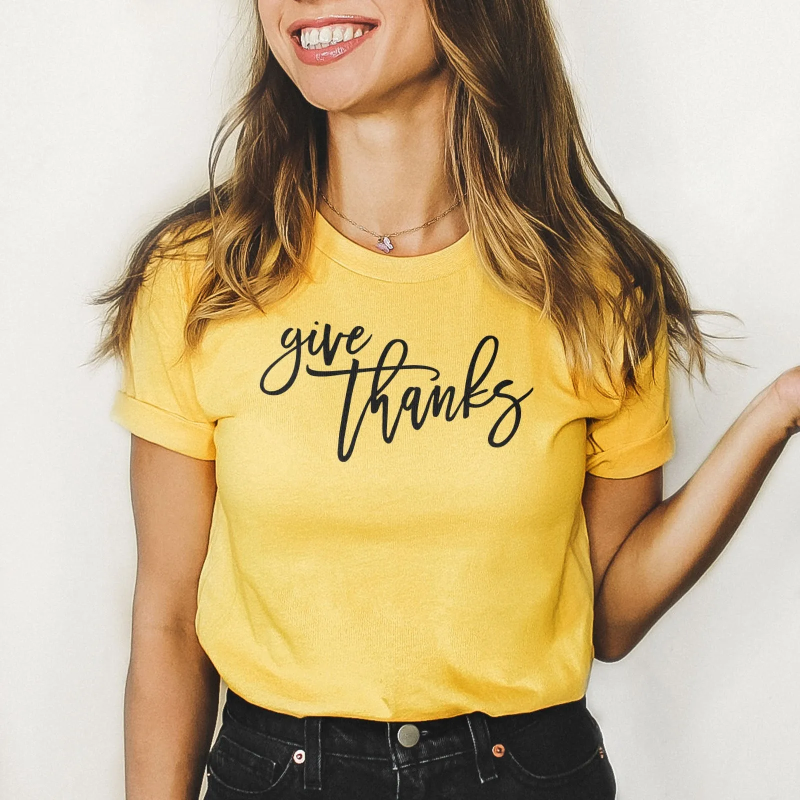 Give Thanks Tee Shirts For Women - Christian Shirts for Women - Religious Tee Shirts