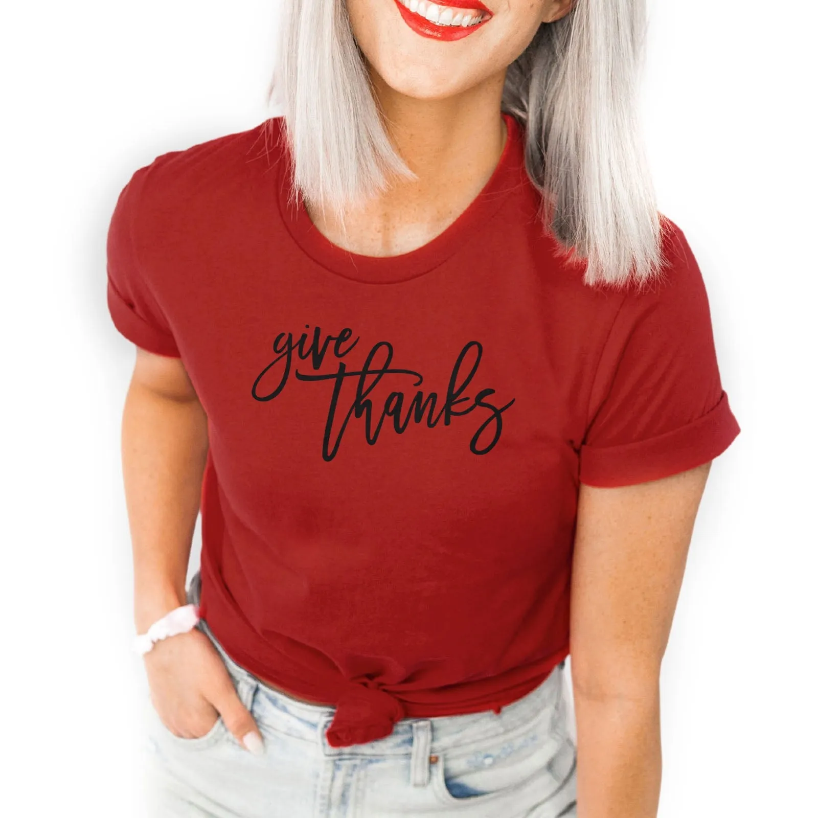 Give Thanks Tee Shirts For Women - Christian Shirts for Women - Religious Tee Shirts