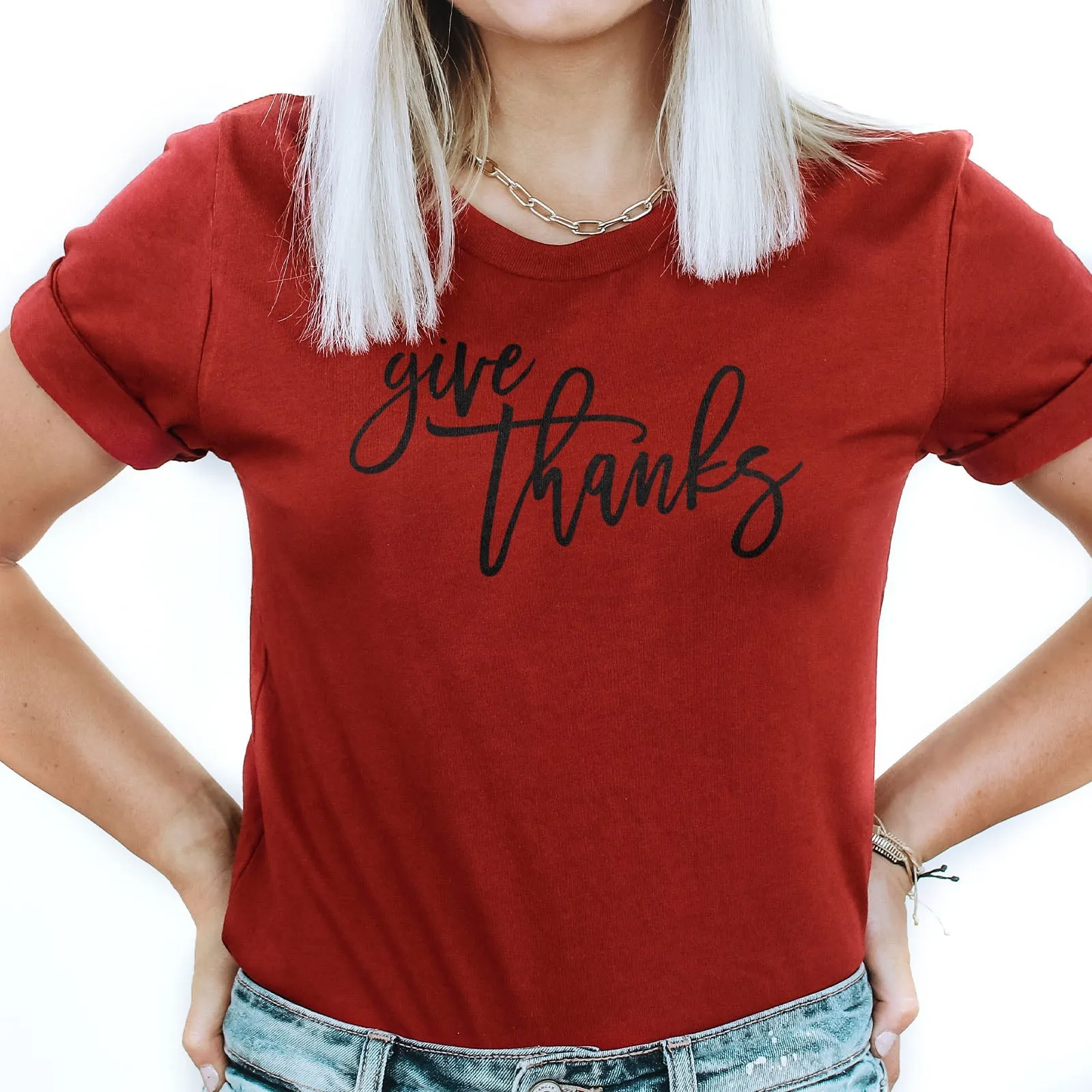 Give Thanks Tee Shirts For Women - Christian Shirts for Women - Religious Tee Shirts