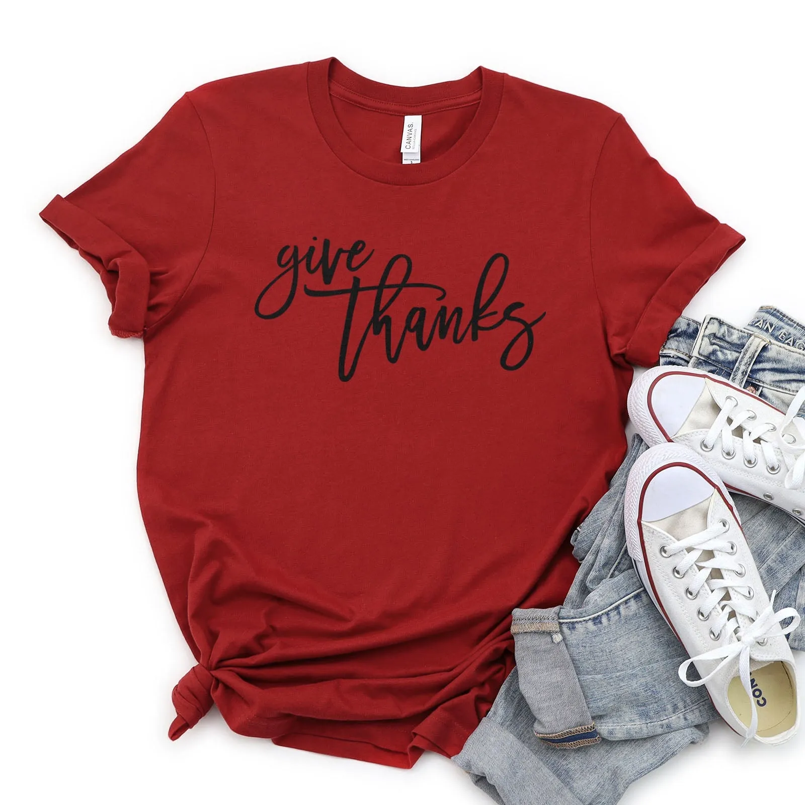 Give Thanks Tee Shirts For Women - Christian Shirts for Women - Religious Tee Shirts