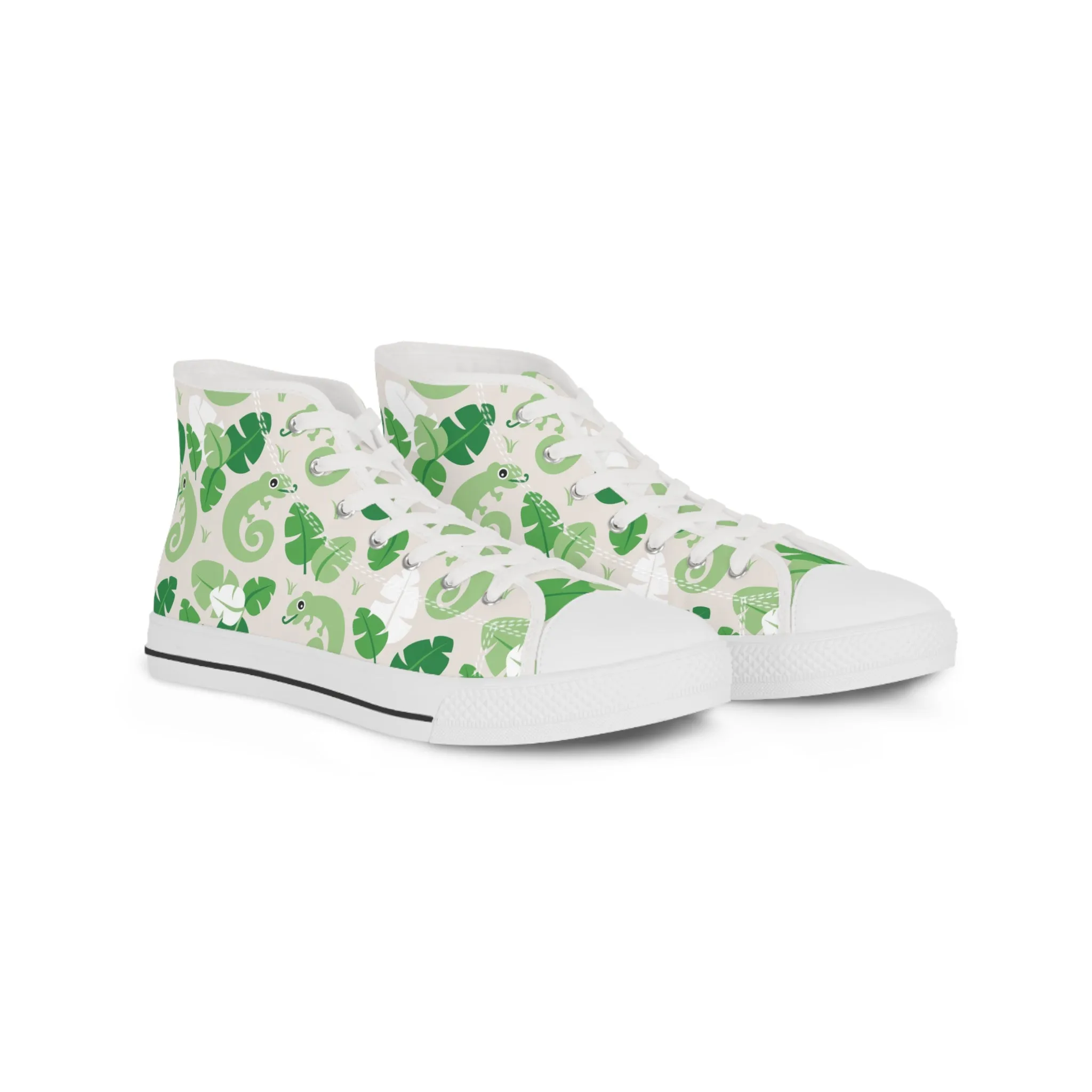 Green Leaf and Lizard Men's High Top Sneakers