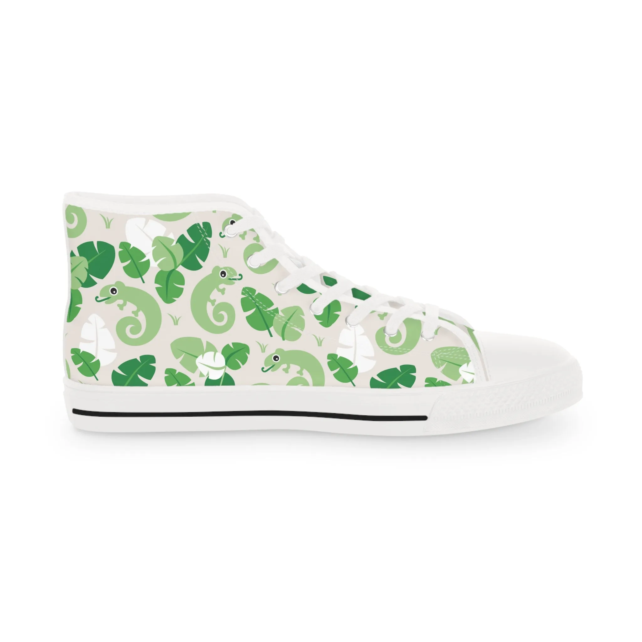 Green Leaf and Lizard Men's High Top Sneakers