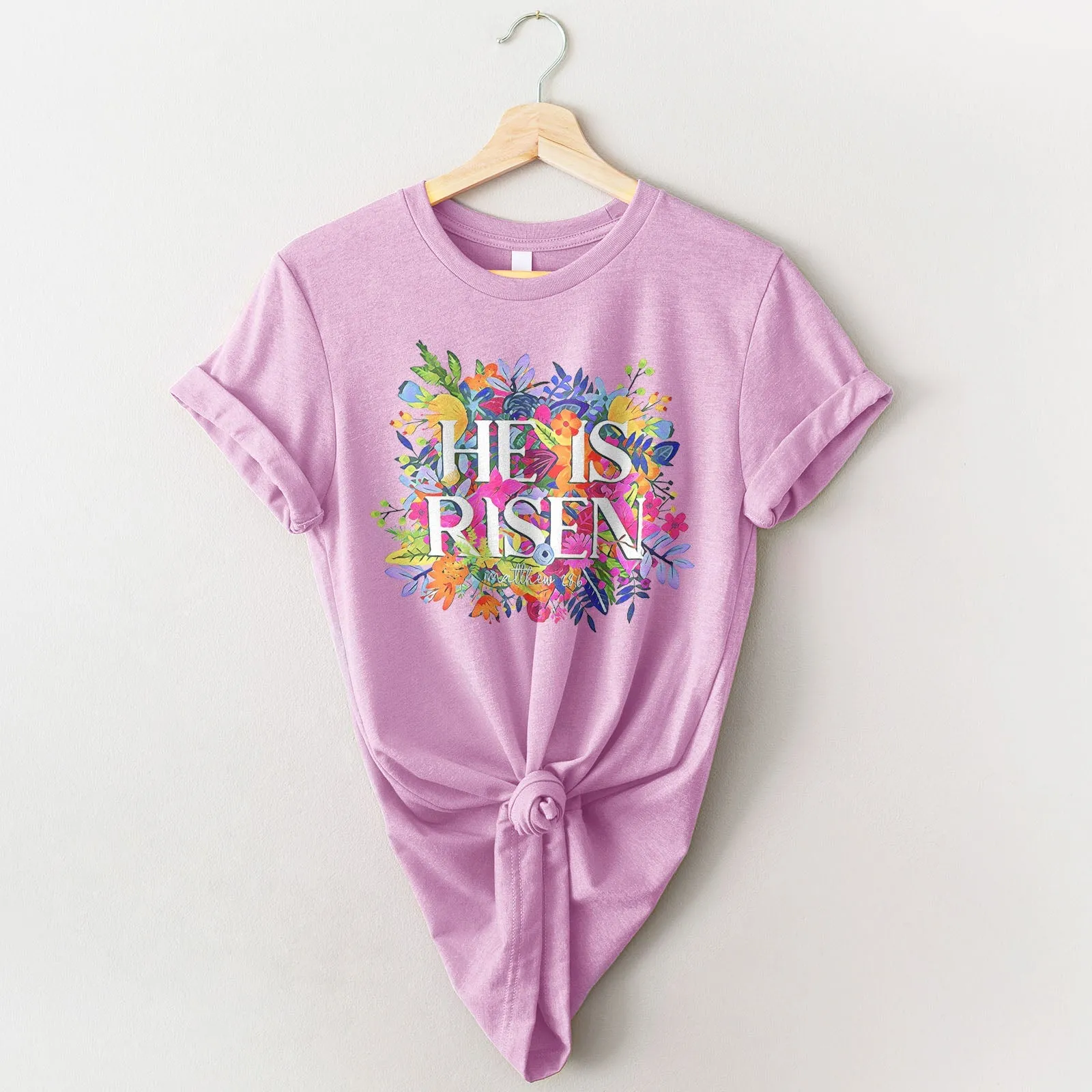 He Is Risen Bright Easter Flowers Tee Shirts For Women - Christian Easter T Shirts